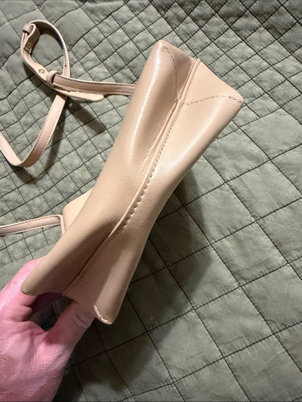 SAMARA Blush Pink Pebble Leather Crossbody Bag - Picture 9 of 10